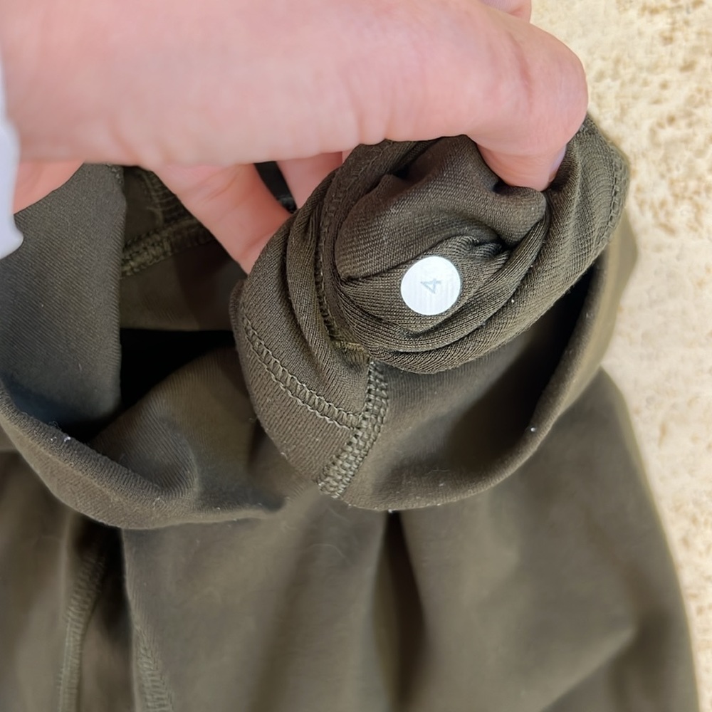 Lululemon Olive Green Luon High Waist Leggings Pants Crop Gym Sz 4 - Picture 5 of 7